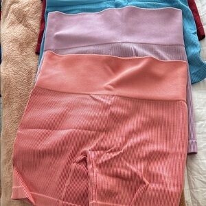 Colsie Women's Athletic ribbed Shorts - Pink (coral), Purple, Blue, Black, Red,